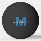 Blauw monogram Initiaal naam Pingpongbal (Voorkant)