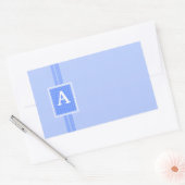 Blauw monogram Initiaal Rechthoekige Sticker (Envelop)