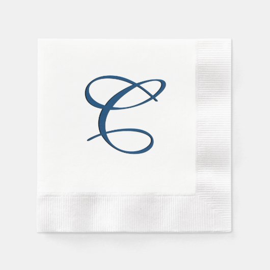 Blauw Monogram Initiaal Servetten (Voorkant)