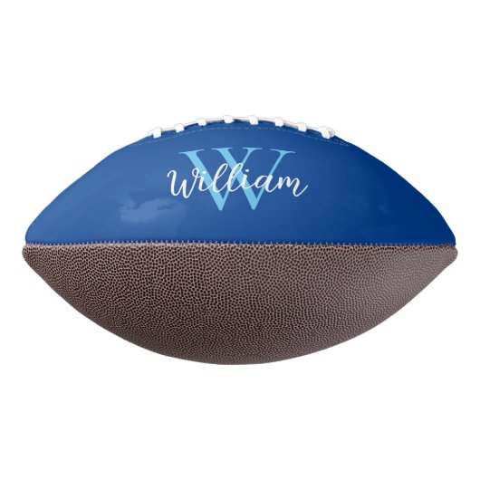 Blauw Monogram Initialen American Football (Gedraaid 270)