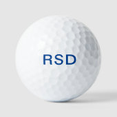Blauw Monogram Initialen Gepersonaliseerd Golfballen (Voorkant)