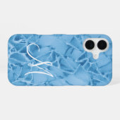 Blauw Monogram iPhone 16 Hoesje (Achterkant horizontaal)