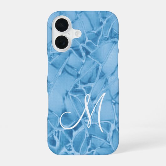 Blauw Monogram iPhone 16 Hoesje (Achterkant)
