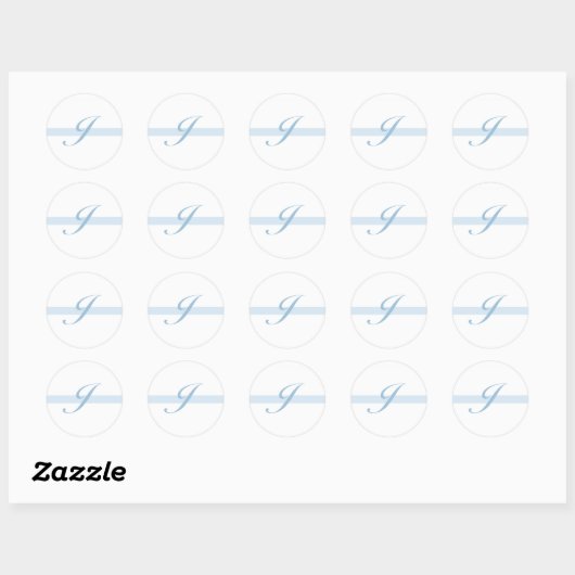 Blauw Monogram J Ronde Sticker (Vel)