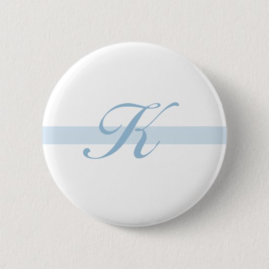 Blauw Monogram K Ronde Button 5,7 Cm (Voorkant)