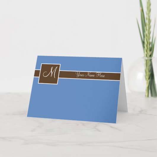 Blauw monogram Kaart (Voorkant)