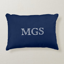 Blauw monogram katoenen accentkussen 40 x 30 cm decoratief kussen