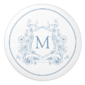 blauw monogram keramische knop (Voorkant)