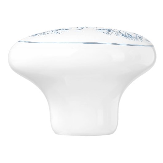 blauw monogram keramische knop (Zijkant)