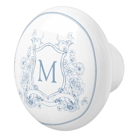 blauw monogram keramische knop (Rechts)