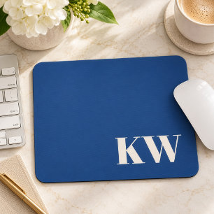 Blauw monogram klassiek kantoorbureaubladaccessoir muismat