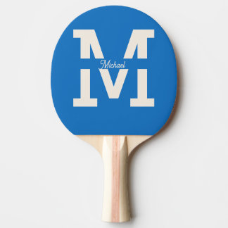 Blauw Monogram Klassieke Gepersonaliseerde Geruite Tafeltennisbatje