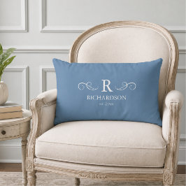 Blauw Monogram Lendenkussen Kussen