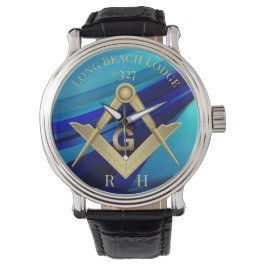 Blauw Monogram Masonic Lodge Horloge