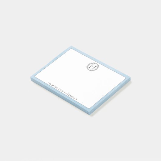 Blauw Monogram met opmerkingen na de opening Post-it® Notes (Schuin)
