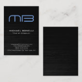 Blauw monogram modern visitekaartje voor de achter (Voorkant / Achterkant)