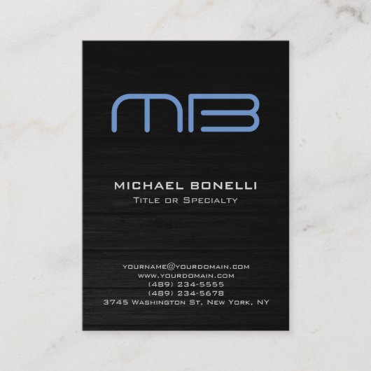 Blauw monogram modern visitekaartje voor de achter (Voorkant)