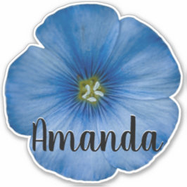 Blauw Monogram Naam Bloem Natuur Plant Schattige  Sticker
