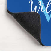 Blauw Monogram Naam Gepersonaliseerd Muismat (Hoek)