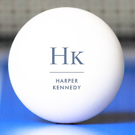 Blauw Monogram Naam Gepersonaliseerde Marine en Wi Pingpongbal