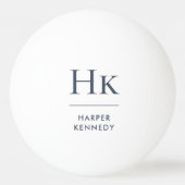 Blauw Monogram Naam Gepersonaliseerde Marine en Wi Pingpongbal (Voorkant)