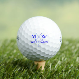 Blauw Monogram (naam golfer & initialen) Golfballen