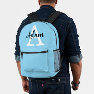 Blauw Monogram Naam Script Persoonlijk Ontwerp Bedrukte Rugzak