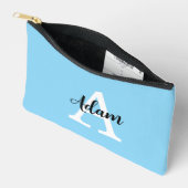 Blauw Monogram Naam Script Persoonlijk Ontwerp Etui (Open)