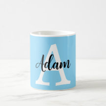Blauw Monogram Naam Script Persoonlijk Ontwerp