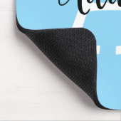 Blauw Monogram Naam Script Persoonlijk Ontwerp Muismat (Hoek)