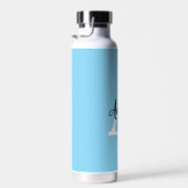 Blauw Monogram Naam Script Persoonlijk Ontwerp Waterfles (Rechts)