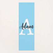 Blauw Monogram Naam Script Persoonlijk Ontwerp Yogamat (Voorkant)