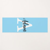 Blauw Monogram Naam Script Persoonlijk Ontwerp Yogamat (Voorkant (horizontaal))