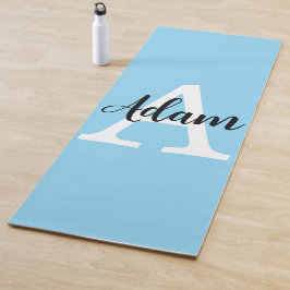 Blauw Monogram Naam Script Persoonlijk Ontwerp Yogamat