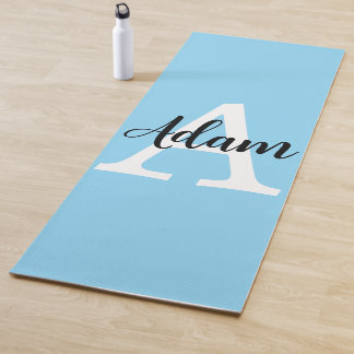 Blauw Monogram Naam Script Persoonlijk Ontwerp Yogamat