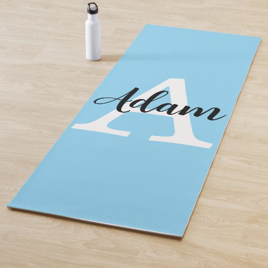 Blauw Monogram Naam Script Persoonlijk Ontwerp Yogamat (In situ)