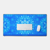 Blauw Monogram Naam Waterverf Moderne Bureaumat (Keyboard & Muis)