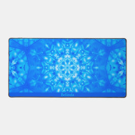 Blauw Monogram Naam Waterverf Moderne Bureaumat