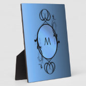 Blauw monogram of initiaal fotoplaat (Zijkant)