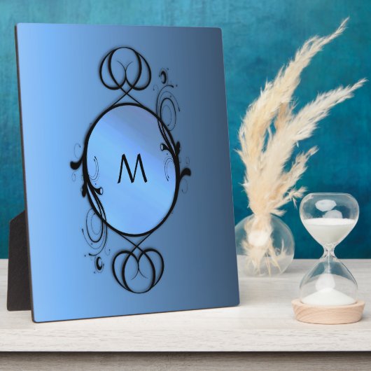 Blauw monogram of initiaal fotoplaat (Zijkant)