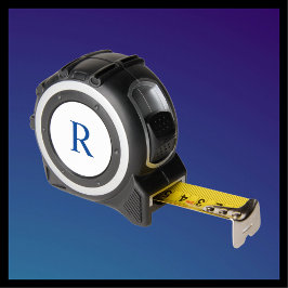 Blauw monogram op witte douane klusjesman cadeau g rolmaat