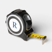 Blauw monogram op witte douanemonteur cadeau geree rolmaat (Hoek)