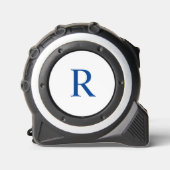 Blauw monogram op witte douanemonteur cadeau geree rolmaat (Voorkant)