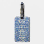  blauw monogram Portugese tegels Bagagelabel (Achterkant verticaal)