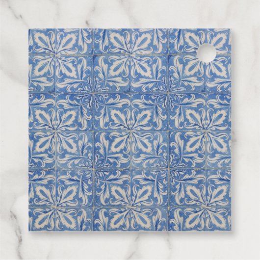  blauw monogram Portugese tegels Bedankjes Labels (Achterkant)