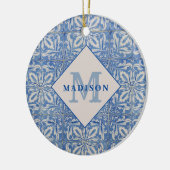  blauw monogram Portugese tegels Keramisch Ornament (Links)