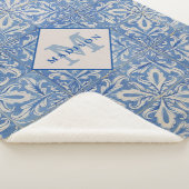  blauw monogram Portugese tegels Sherpa Deken (3/4)