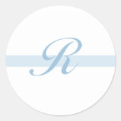 Blauw Monogram R Ronde Sticker (Voorkant)
