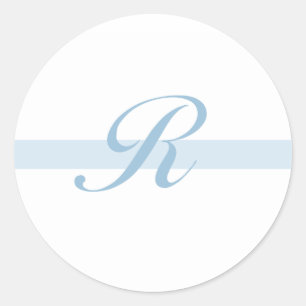 Blauw Monogram R Ronde Sticker