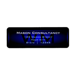 Blauw Monogram retouradreslabel Etiket